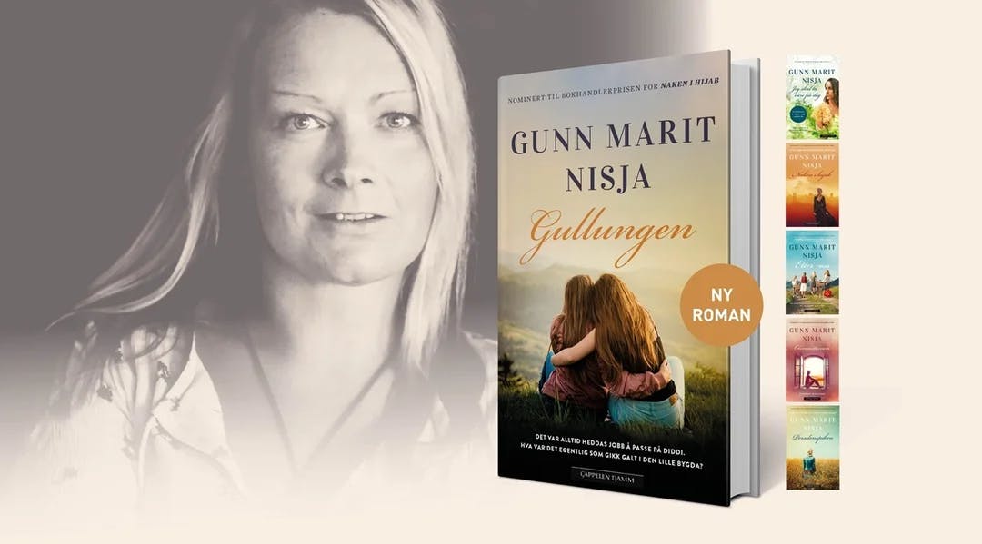 Bilde av Gunn Marit Nisja og den nye boka hennar "Gullungen".